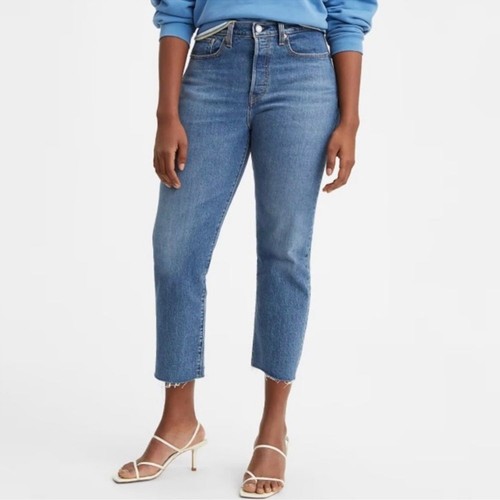 Levi's Wedgie Straight Leg High-Rise Raw Hem Button Fly Jeans Women's Size 28