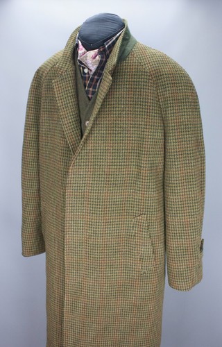 P & J Haggart Houndstooth Tweed Glencheck RAGLAN Balmacaan Jacket Overcoat sz 46 - Picture 21 of 24
