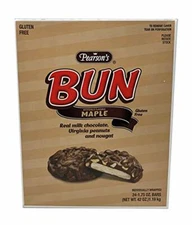 Pearson's Maple BUN Bar Fresh Roasted Peanuts Creamy Maple Center 24 Count Box