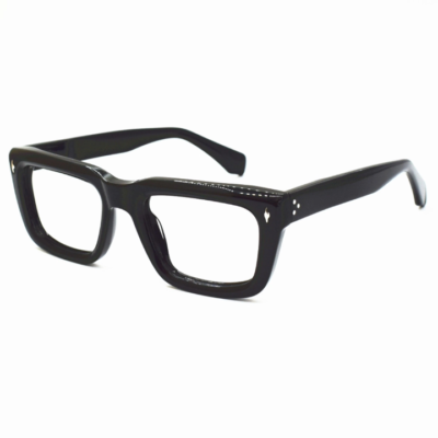 BETSION Unisex Retro Thick Square Acetate Eyeglasses Frames – Recessed Blue – 54mm Lens Width