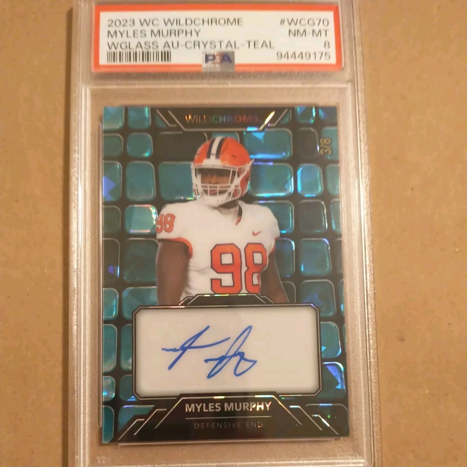 Myles Murphy Wild Card Wildchrome Draft Wildglass Autographs #WCG70 Crystal Holographic-Teal