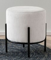 Polsterhocker Ø35Cm Cord Optik Beige/Schwarz Sitzhocker FußHocker Hocker Schemel
