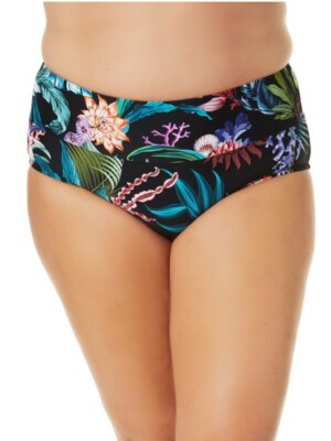 New Terra & Sky Womens Ocean Botanica Bikini Bottom Size 4X(28-30w)