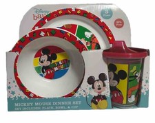 Disney Baby Mickey Mouse Dinner Set, Plate, Bowl  Sippy Cup, 3pc Set