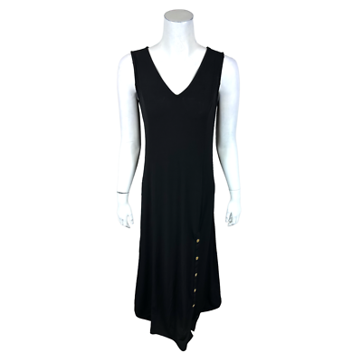 Susan Graver Women's Regular Solid Liquid Knit Maxi Dress Black X-Large Size