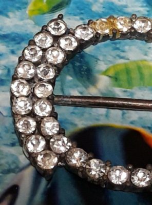 Antique Art Deco Silver Tone Clear Rhinestone Circle Design  display picture 2