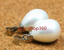2Pcs Rare White 12X16mm Shell Pearl Pendant Necklace