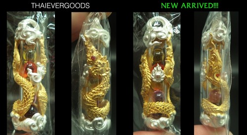 CIONDOLO TAKRUT ORO/ARGENTO MICRON NAGA 5 SFERE GEMME LP MAHA SOMPON AMULETO THAILANDESE - Foto 4 di 11