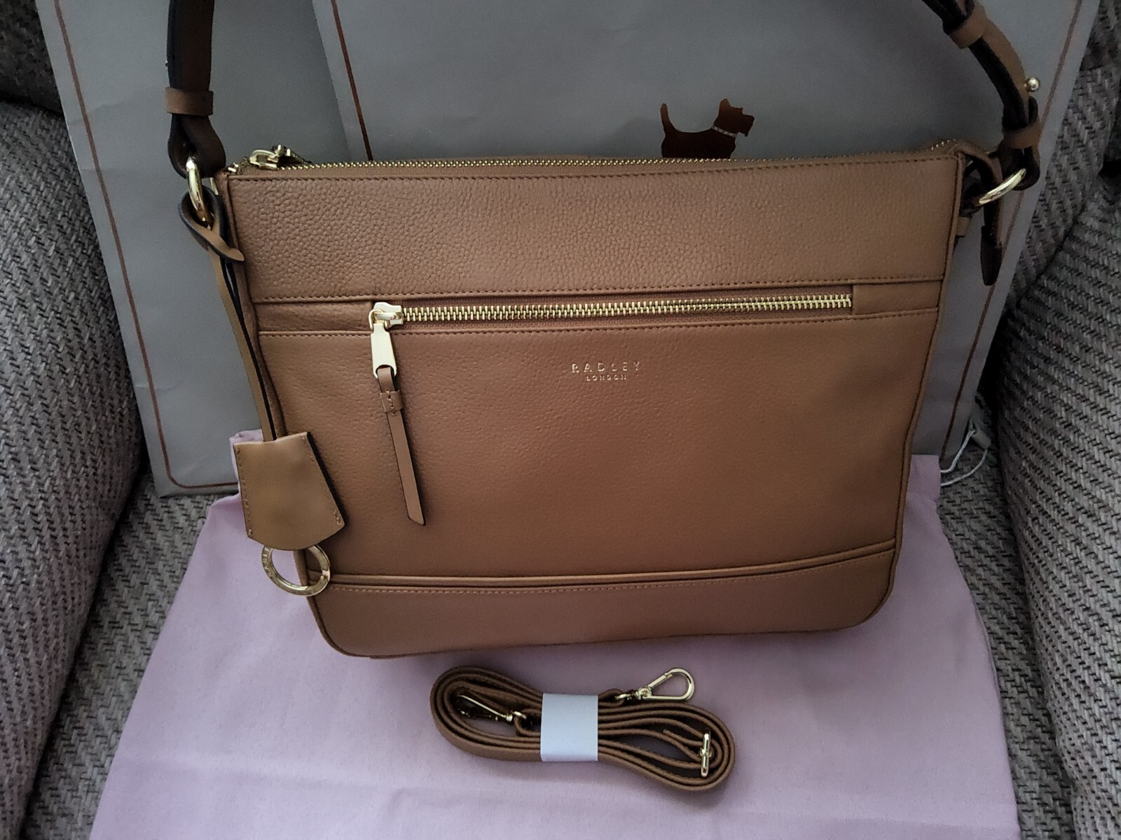 New Radley Maddox Street Large Caramel Leather Multiway Bag RRP £ 239