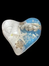 Magnet- Heart Shape- Sea Life -Crab- Starfish  Shells- blue white