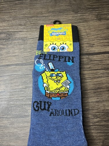 SpongeBob SquarePants Mens Socks Size 10-13 crew Socks Shoe Size 6.5 - 12 - Picture 2 of 2