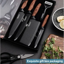 6 PCS Kitchen Knives Set Stainless Steel Chef Cleaver Scissor Peeler Kit Knife