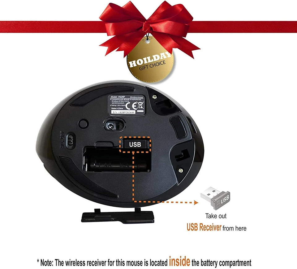 J-Tech Digital Wireless Vertical Mouse V628P, Black - Image 4 of 4