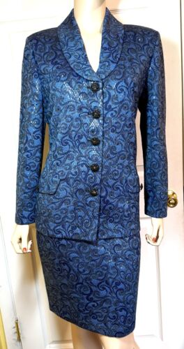 WOW! St John Couture Evening Skirt & Jacket Suit Shimmer Shine Paillettes sz 10
