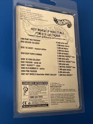 1993 Hot Wheels Newsletter Hiway Hauler Limited Edition Pack RR's