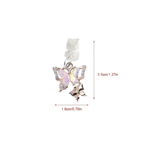 1PC Phone Dust Plug Pendant Butterfly With Artificial Diamonds Accessory Dec _tm