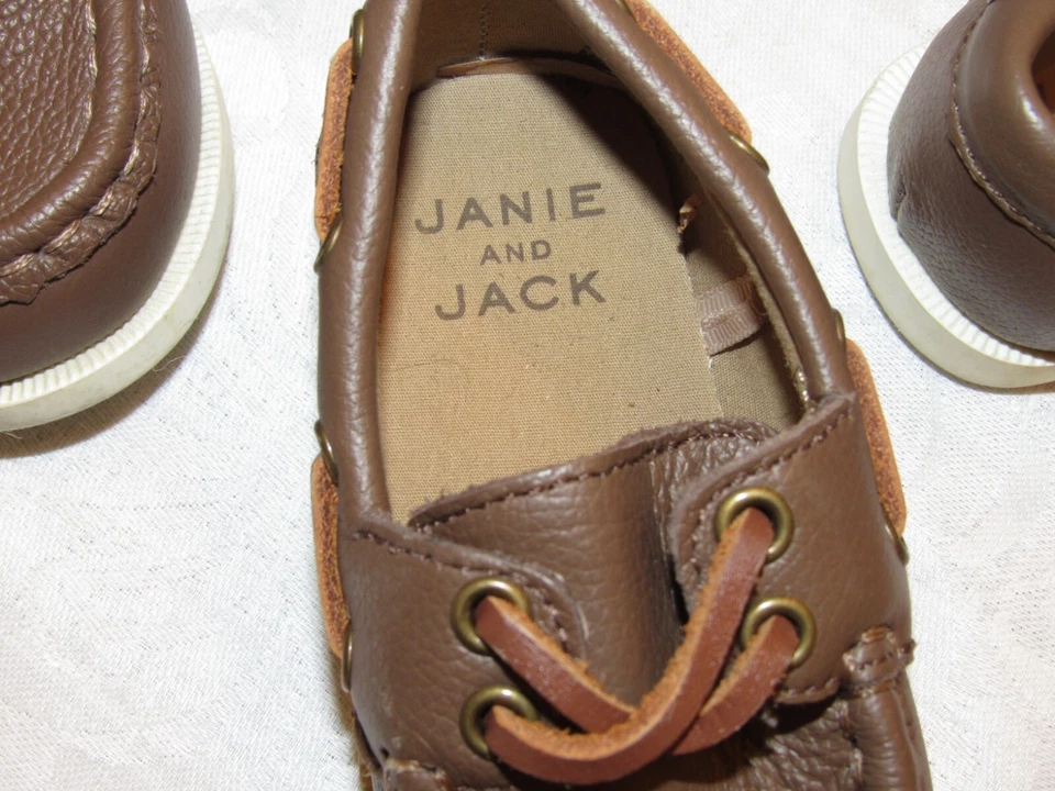 Janie and Jack 男孩 棕色 船鞋 乐福鞋 学步儿童 尺码 5 和 6 (2 双) — 第 2/4 张图片