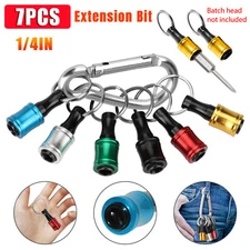 6 Pcs 1/4" Hex Shank Quick Release Keychain, Screwdriver Drill Bit Holder Set