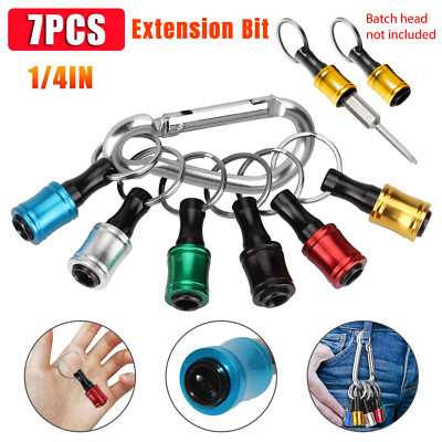 6 Pcs 1/4'' Hex Shank Quick Release Keychain, Screwdriver Drill Bit Holder Set