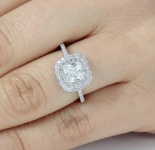 Princess Halo 925 Sterling Silver CZ Engagement Ring Wedding Band Sz 3-15 ML2058