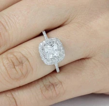 Princess Halo 925 Sterling Silver CZ Engagement Ring Wedding Band Sz 3-15 ML2058