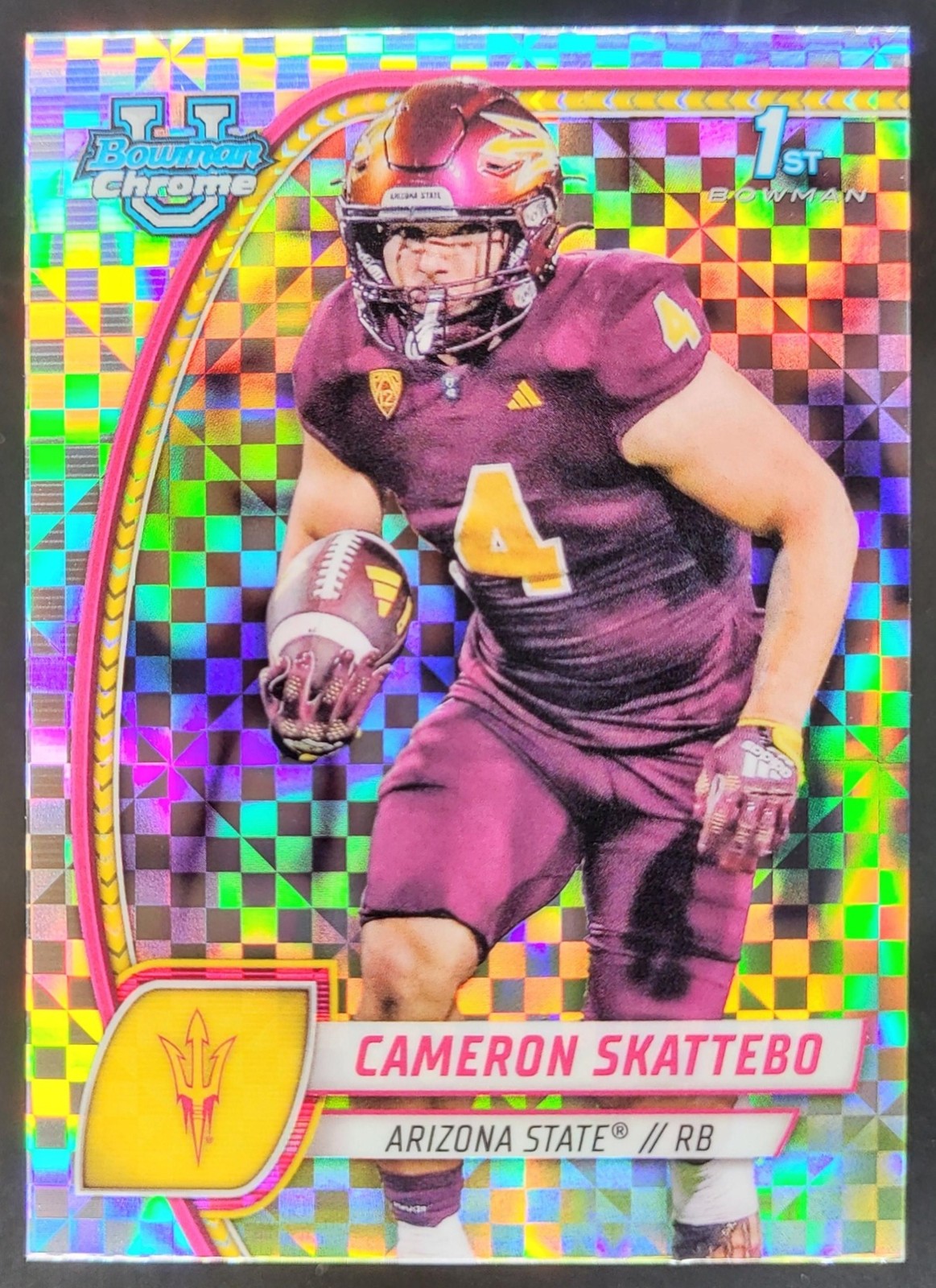 2024 Bowman Chrome University Cameron Skattebo X Fractor #37 1st Prospect BW10