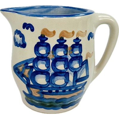 M A Hadley Pottery CLIPPER SHIP 1 Pint Pitcher 5.25'' Nautical Collection
