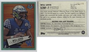 2022 Bowman U Chrome 1952 Bowman Aqua Refractor /150 Will Levis #52BF-7