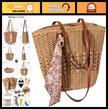 Stylish Summer Woven Straw Tote Bag for Women - Beach Travel Essentials