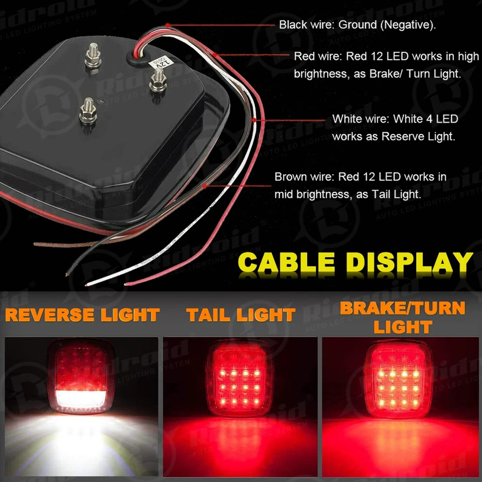 2X Luces traseras LED Luces de freno traseras Tope de giro Inverso para Jeep Wrangler TJ CJ JK Foto 4 de 4