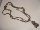 VINTAGE SIGNED KRAMER FOUR STRAND SILVER TONE NECKLACE TASSEL PENDANT ESTATE — photo 2