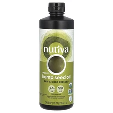 Nutiva Organic Hemp Oil Cold Pressed 24 fl oz 710 ml BPA-Free, Dairy-Free,