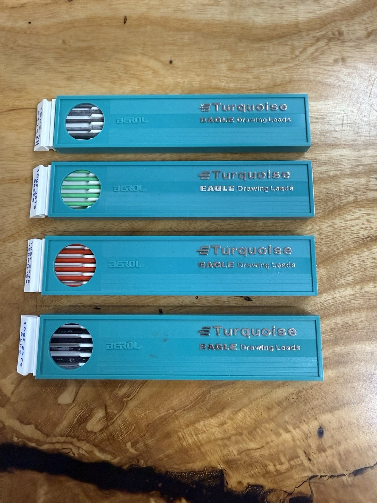 Vintage Berol Turquoise Eagle Drawing Leads,  Asst Colors, 4 Pks 12 Leads Each