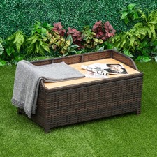 Garden Rattan Storage Box Bench Seat 2 Seater Waterproof  Organiser, Refurbished
