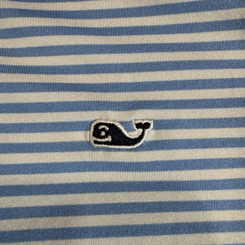 Vineyard Vines Performance Blue And White Striped Polo Youth Large - Picture 4 of 8