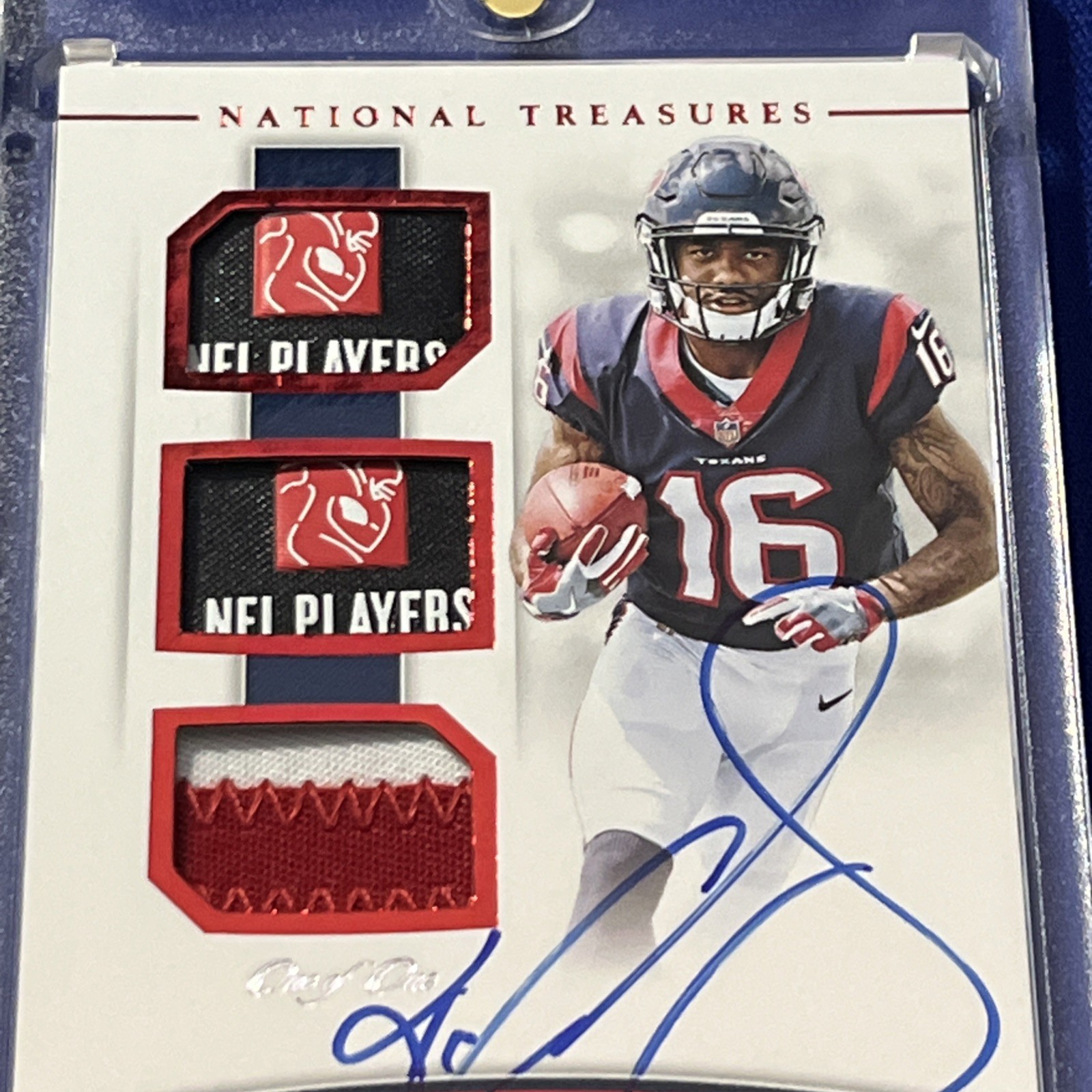 2018 Panini National Treasures - ONE OF ONE 1/1 Keke Coutee #RST-KC LAUNDRY TAG view 4