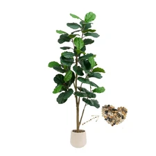 Artificial Fiddle Leaf Fig Tree, 6FT Tall Faux Ficus Lyrata Fake Tree in Whit...