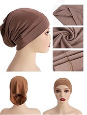 6 Pcs Muslim Women Inner Caps Hair Loss Chemo Cancer Hats Hijab Islamic Turban