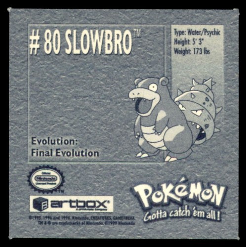 1999 Pokemon Artbox Stickers Slowbro English #80 - Picture 2 of 2