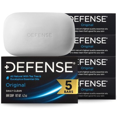Defense Soap Tea Tree Bar Soap  All Natural Eucalyptus Oil Men Skin (5 Pack)