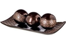 Dublin Brown Decorative Tray & Orb Set - 4-Piece Centerpiece for Living Room,...