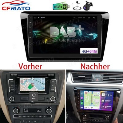 DAB+Für Skoda Rapid Spaceback 2012-2020 Android 15 Autoradio Carplay GPS 4+64GB