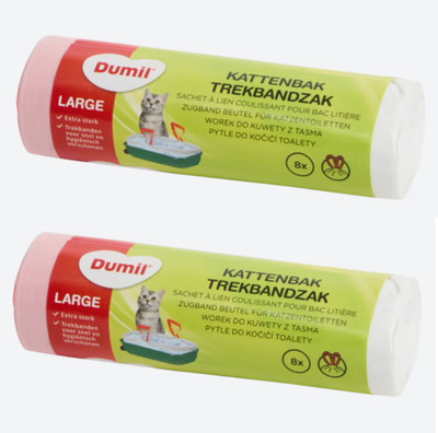 16x Katzenklobeutel Extra Stark mit Zugband Hygienebeutel Katzentoilette Beutel