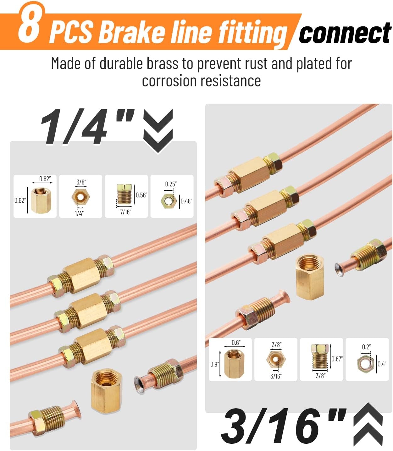 New 25ft 3/16 + 1/4 Copper Coated Brake Line & Double & Single Flaring Tool Kit
