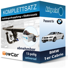 TOWCAR Anhängekupplung abnehmbar und E-Satz 13polig für BMW 1er Cabrio 08- neu