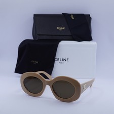 Celine CL40292U 57E Shiny Beige/Brown 54-20-140 Sunglasses New Authentic