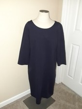 Women's Talbots Navy Blue Ponte 3/4 Sleeves Sheath Dress Size 20