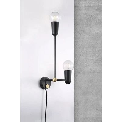 Nordlux Wandleuchte Lampe Manhattan Schwarz max. 40W E27 Schalter Drehdimmer - Bild 1 von 4
