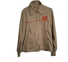 Upstream Bomber Jacket Tan STIHL CHAIN SAWS Patch Mens M Vintage