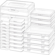 28 Pack Mixed Sizes Rectangular Mini Plastic Containers Clear Plastic Storage Bo